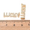 Brass Micro Pave Clear Cubic Zirconia Word LUCKY Links Connector Charms KK-K002-32A-G-2