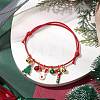 Christmas Tree & Candy Cane & Deer Alloy Enamel Charm Bracelets BJEW-JB10836-01-2