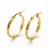201 Stainless Steel Grooved Hoop Earrings with 304 Stainless Steel Pin for Women EJEW-M214-13B-G-2