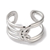 Non-Tarnish 304 Stainless Steel Oval Open Cuff Ring for Women RJEW-C091-01P-2