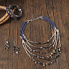 Alloy & Natural Shell & Glass Seed Beaded Multilayer Necklaces & Dangle Earrings & Bangles Sets WGCEEFD-03-1