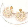 304 Stainless Steel & Bohemian Beaded Flower Dangle Stud Earrings for Women EJEW-R001-04B-1