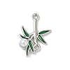 Alloy Green Enamel Bamboo Shaped Connector Charms PALLOY-R151-74P-1