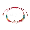 Christmas Glass Braided Bead Bracelets BJEW-JB10892-02-1