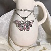 European Style Vintage Alloy Rhinestone Butterfly Pendant Ball Chain Necklaces for Women YE8712-2-3