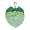 Handmade Braided Macrame Cotton Thread Leaf Pendant Decorations GLAA-K060-08KCG-03-1