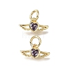 Brass Micro Pave Purple Cubic Zirconia Charms CU-L001-19G-08-1