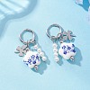304 Stainless Steel Flower Hoop Earrings EJEW-JE06733-1