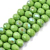 Electroplate Opaque Solid Color Glass Beads Strands EGLA-A044-P8mm-L30-1