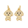 Brass Micro Pave Black Cubic Zirconia Charms CU-E003-18G-19-1