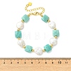 Natural Amazonite & Keshi Pearl Beaded Bracelets for Women BJEW-JB14007-01-4