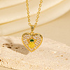 Brass Micro Pave Clear Cubic Zirconia Yellow Enamel Heart Pendant Necklaces for Women WGADC0E-01-1
