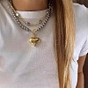 Two Tone CCB Plastic Heart Pendant Round Beaded 2-Strand Necklaces for Women WG9A686-01-1