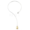 304 Stainless Steel Teardrop Pendant Open Cuff Necklaces for Women NJEW-R003-02GP-01-3