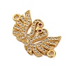 Rack Plating Brass Micro Pave Cubic Zirconia Couple Swan Connector Charms KK-Z070-13G-2