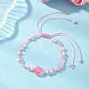Rose Glass Seed Beads & Glass Braided Bead Bracelets BJEW-MZ00313-01-1