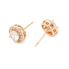 Rack Plating Flat Round Brass Clear Cubic Zirconia Stud Earrings EJEW-M090-19G-03-2