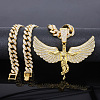 Zinc Alloy Full Crystal Rhinestone Goddess with Angel Wings Pendant Cuban Link Chain Necklaces for Women FS-WGAC8C0-01-1