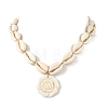 Summer Natural Freshwater Shell Carved Pendant Necklaces NJEW-JN06566-02-3