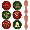 Christmas Theme 6Pcs  Brass Wax Seal Stamp Head AJEW-CP0001-87C-1