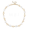 Ocean Synthetic Turquoise Starfish & Natural Baroque Keshi Pearl Star Beaded Necklaces for Women NJEW-JN06314-2