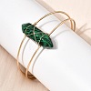 Brass Wire Wrapped Synthetic Malachite Hexagon Point Cuff Bangles for Women BJEW-L719-01G-06-1-1