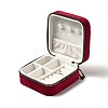 Square Velvet Jewelry Zipper Boxes VBOX-C003-01C-1