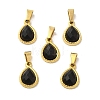 Natural Obsidian Faceted Teardrop Charms STAS-P361-01G-02-1