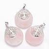 Natural Rose Quartz Pendants X-G-F573-C12-1