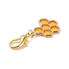 Alloy Enamel Honeycomb Pendant Decorations HJEW-JM00661-01-4