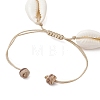 Ocean Theme Adjustable Cowrie Shell & Coconut Braided Bead Bracelets BJEW-JB11461-02-4