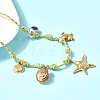 Summer Beach 304 Stainless Steel & Electroplated Natural Shell Pendant Adjustable Polyester Cord Necklaces for Women NJEW-F348-01B-G-2