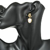 Brass with Natural Pearl Stud Dangle Earrings EJEW-JE07234-2