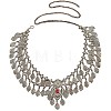 Boho Alloy & Iron Siam Rhinestone Embossed Teardrop Tassel Chain Belts WGEDD79-01-5
