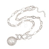 Mother's Day Brass Micro Pave Clear Cubic Zirconia Hollow Flat Round with Heart Mama Pendant Necklaces for Women NJEW-A071-05P-5