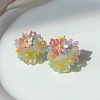 Flower Glass Plastic Stud Earrings FS-WG119A6-03-2