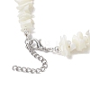 Natural White Mother of Pearl Shell Chip Bead Bracelets for Couple Friendship BJEW-JB11533-01-4