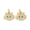 Brass Micro Pave Green Cubic Zirconia Charms CU-E003-18G-10-1