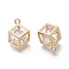 Hollow Brass Micro Clear Cubic Zirconia Charms ZIRC-H101-01G-2