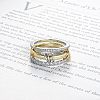Stainless Steel Micro Pave Clear Cubic Zirconia Stackable Finger Rings WGD96BD-03-1
