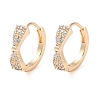 Brass Micro Pave Clear Cubic Zirconia Hoop Earrings EJEW-S234-03G-1