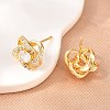 Brass Micro Pave Cubic Zirconia Stud Earrings for Women KK-A305-10G-04-2