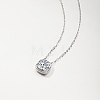 925 Sterling Silver Crystal 2CT Moissanite Square Pendant Necklaces for Women Casual Jewelry RU6226-4