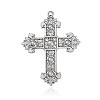 Antique Silver Plated Alloy Rhinestone Cross Big Pendants RB-J205-17AS-2