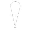 Brass Micro Pave Clear Zirconia Cross Pendant Necklaces NJEW-M211-05A-P-5