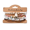 Bohemian Resin & Alloy & Glass Beads & Shell & Plastic Pearls Beaded Stretch Bracelets BJEW-Z169-01A-2