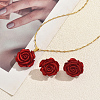 Elegant Iron Resin Rose Flower Stud Earrings & Pendant Necklaces Sets for Women ZC5626-1
