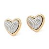 304 Stainless Steel Two Tone Heart Stud Earrings EJEW-M073-09PG-01-2