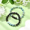 Adjustable Natural Apatite and Natural Lava Rock Stretch Bracelets BJEW-JB14150-04-1
