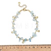 2Pcs 2 Styles Ocean Synthetic White Howlite & Natural Aquamarine Chip Beads 304 Stainless Steel Chain Anklets for Women AJEW-AN00796-5